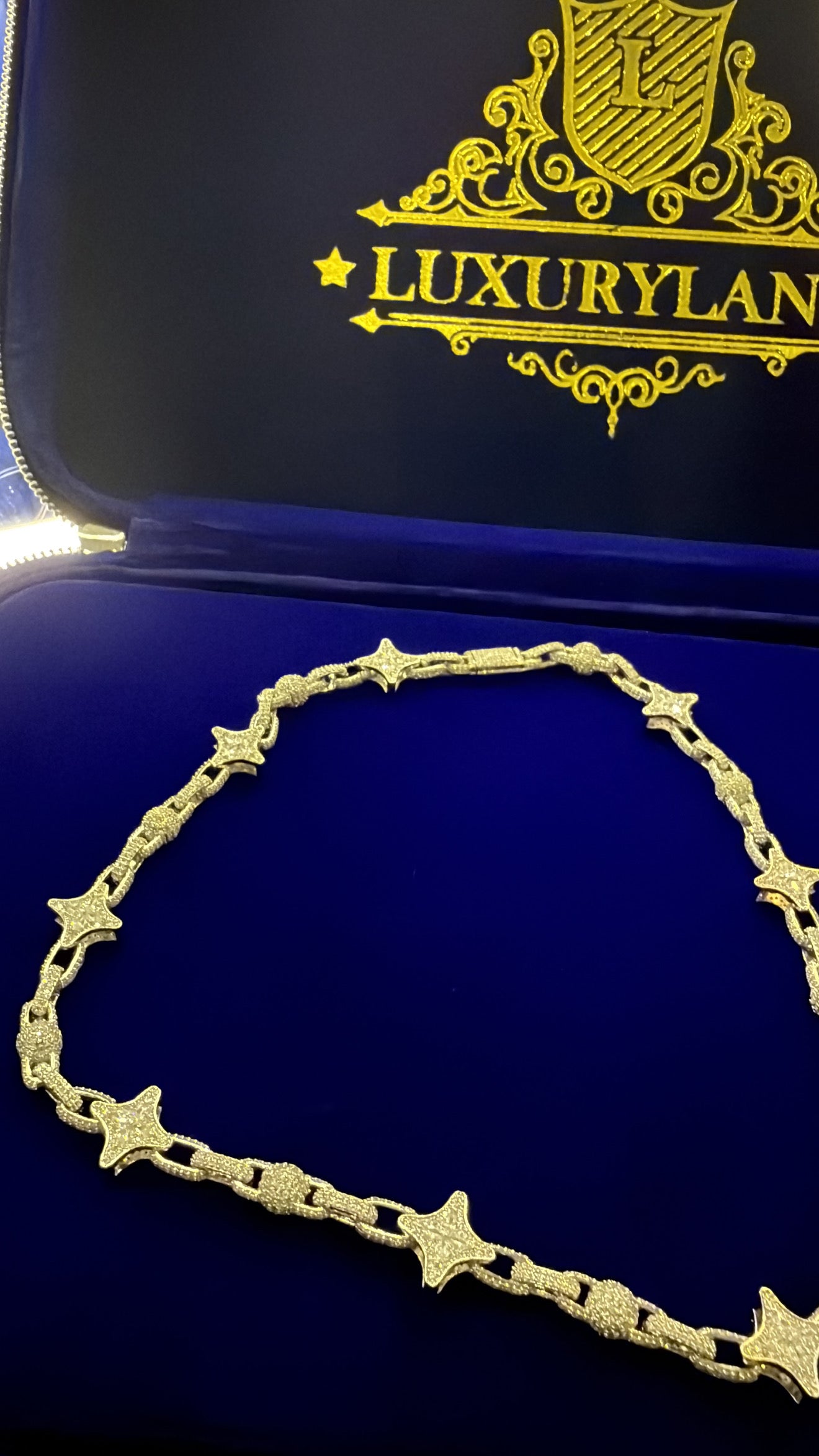 Cadena stars whitegold plated box clasp