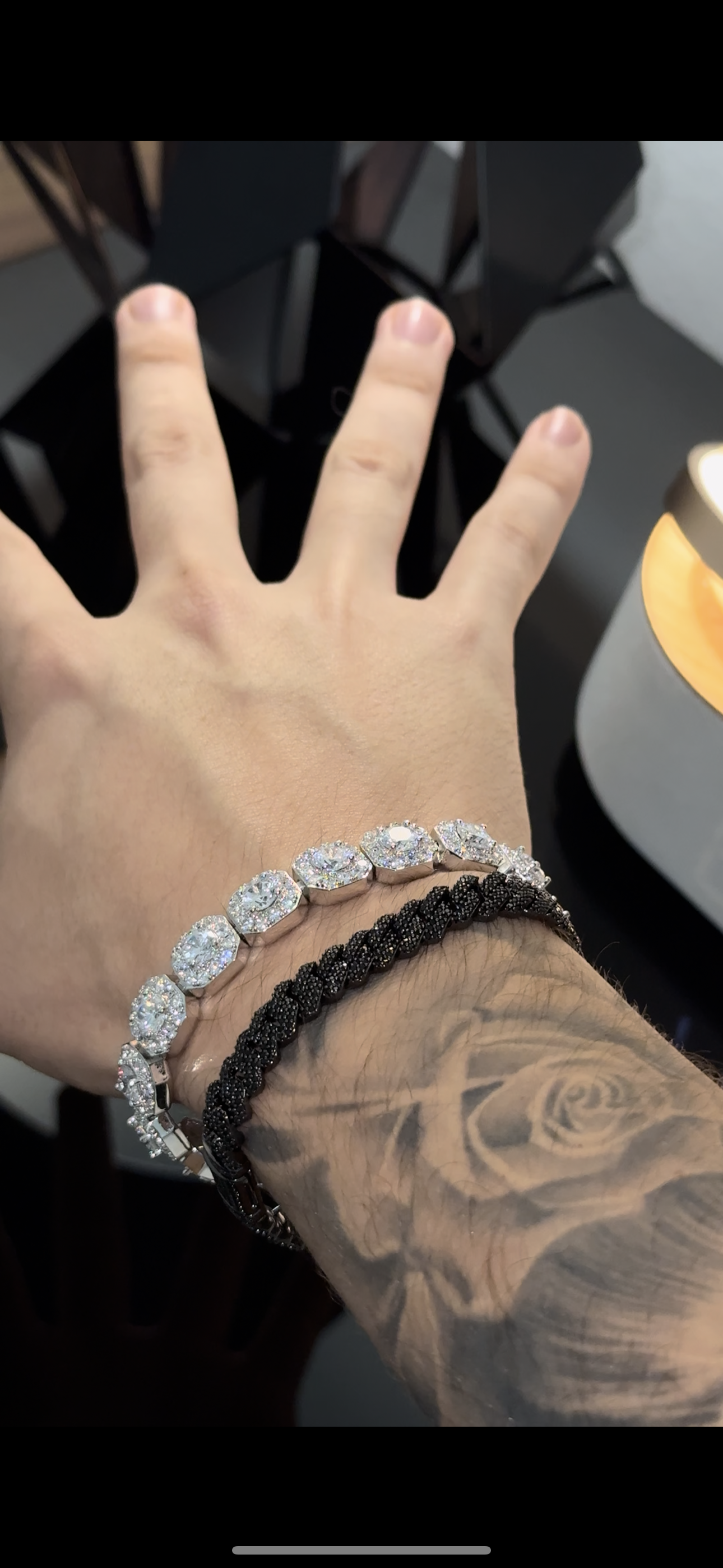Combo brazalete prong link black y tennis cluster 10 mm