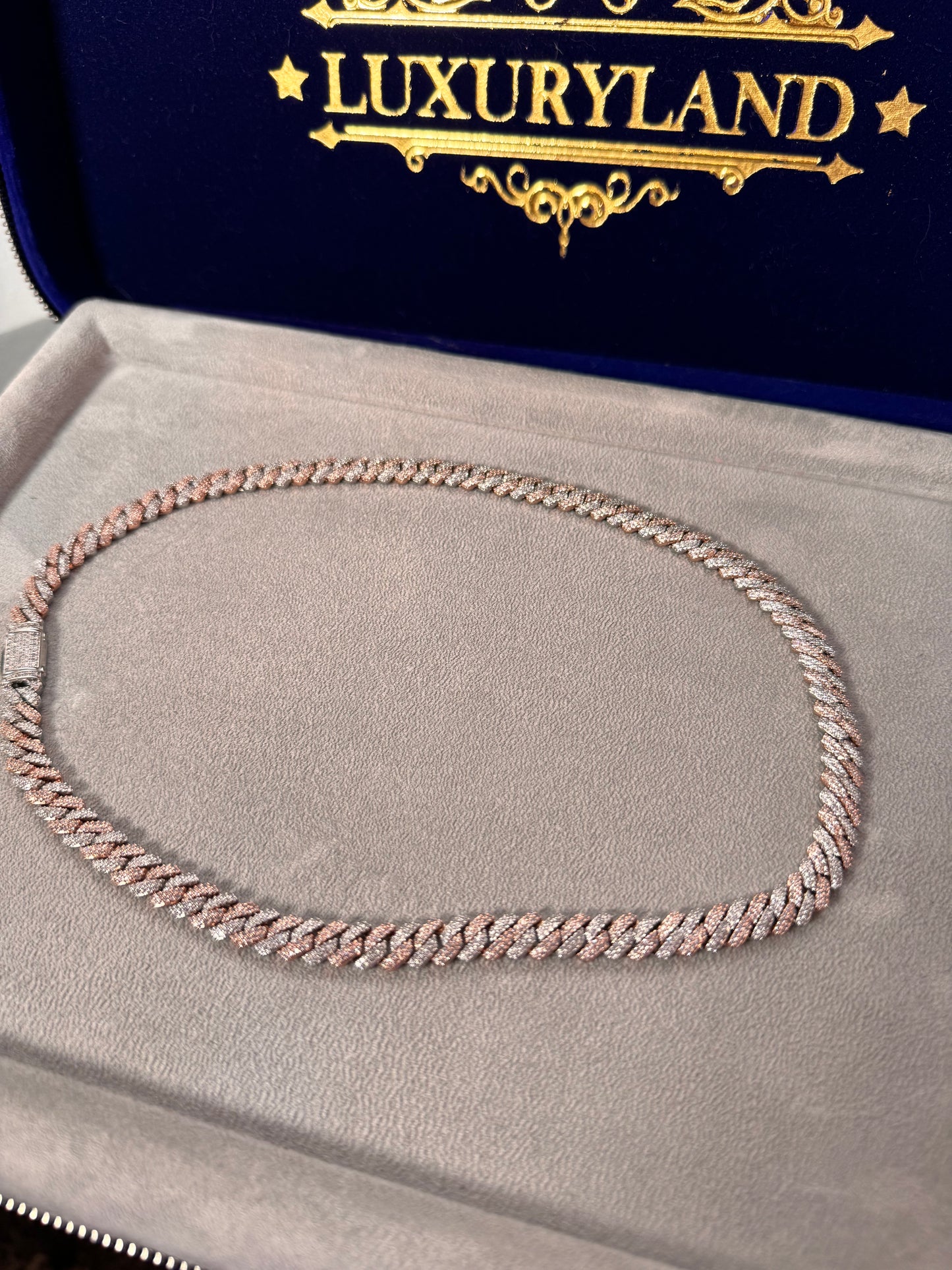 Cadena 8 mm prong link rose and white