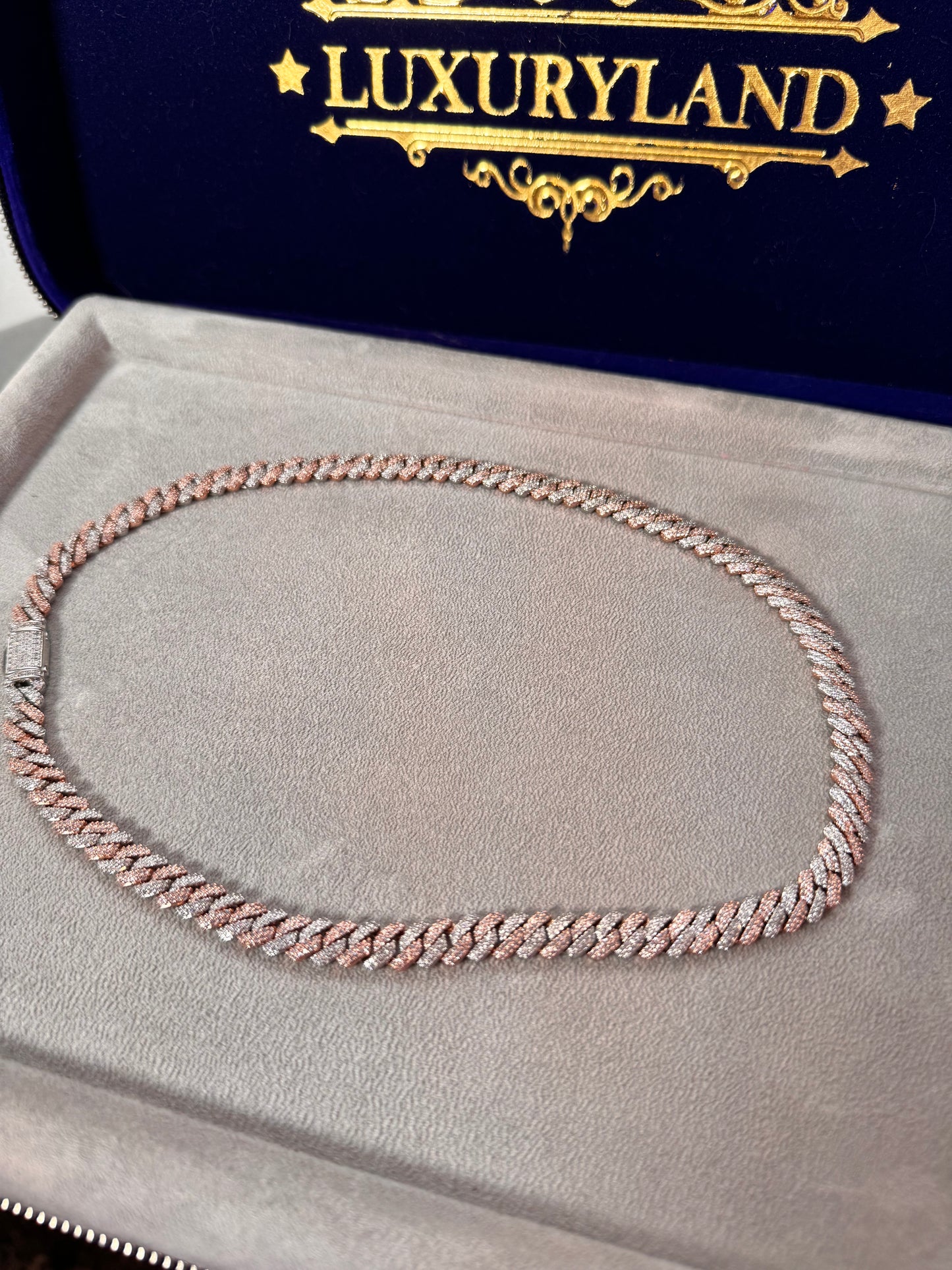 Cadena 8 mm prong link rose and white