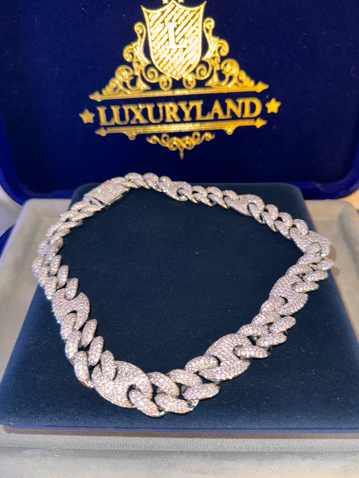 Cadena full iced cuban link and GCC link full iced whitegold 18k plated