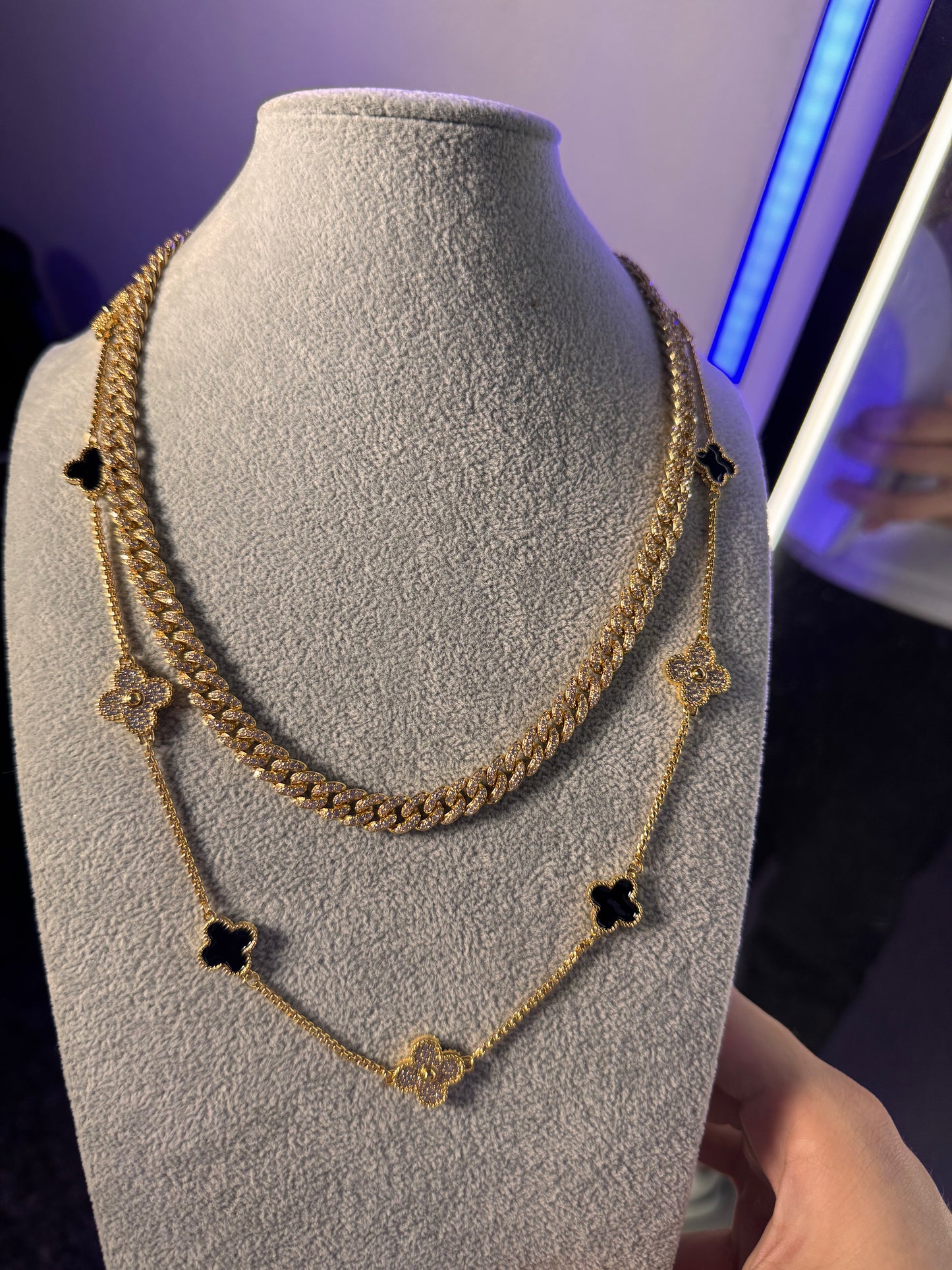 Combo de dos cadenas (VC. y 8 mm Miami cuban link)