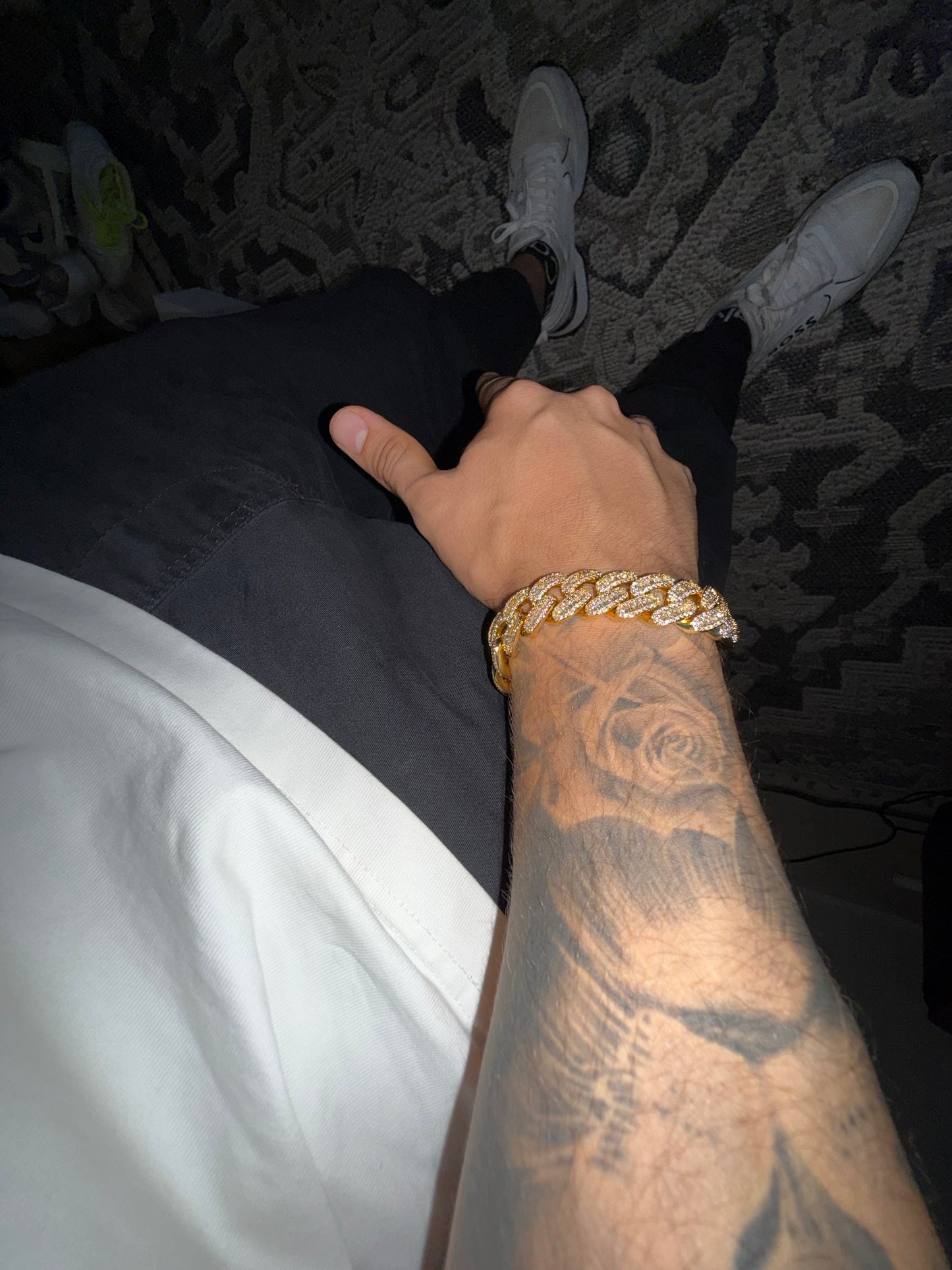 Brazalete baguette circle cuban link box clasp