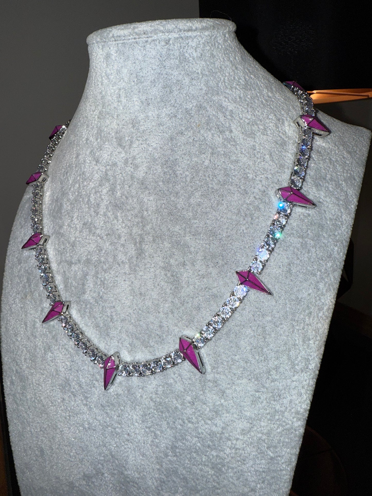 Cadena black Panther full iced 5 ‘mm 50 cm purple plated 18k