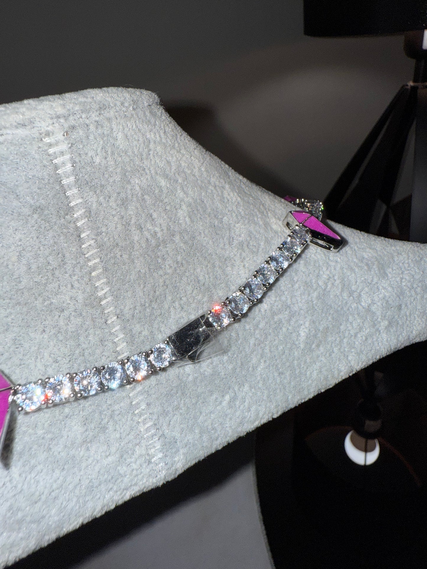 Cadena black Panther full iced 5 ‘mm 50 cm purple plated 18k