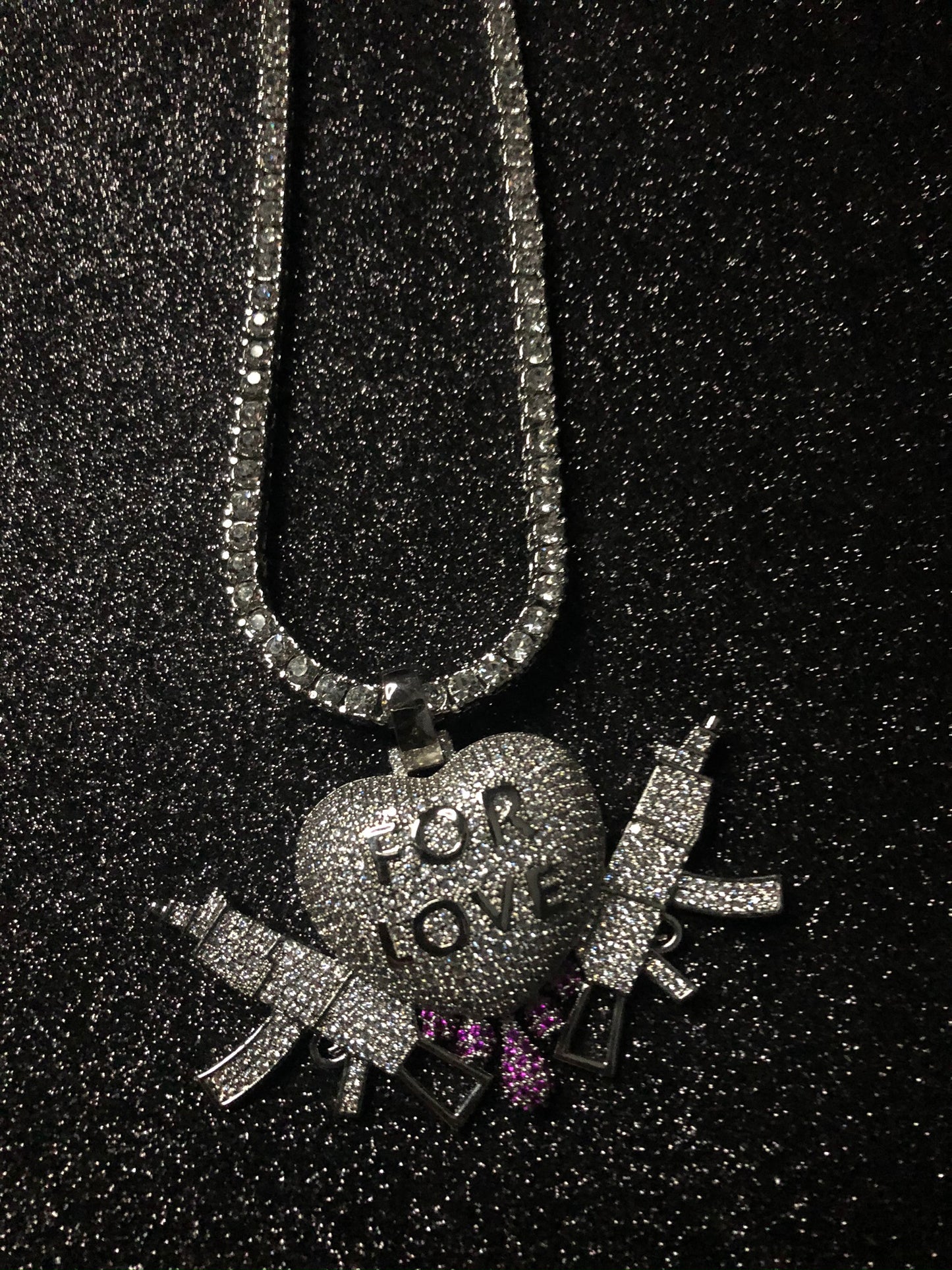 Cadena tennis con dije de "for love"