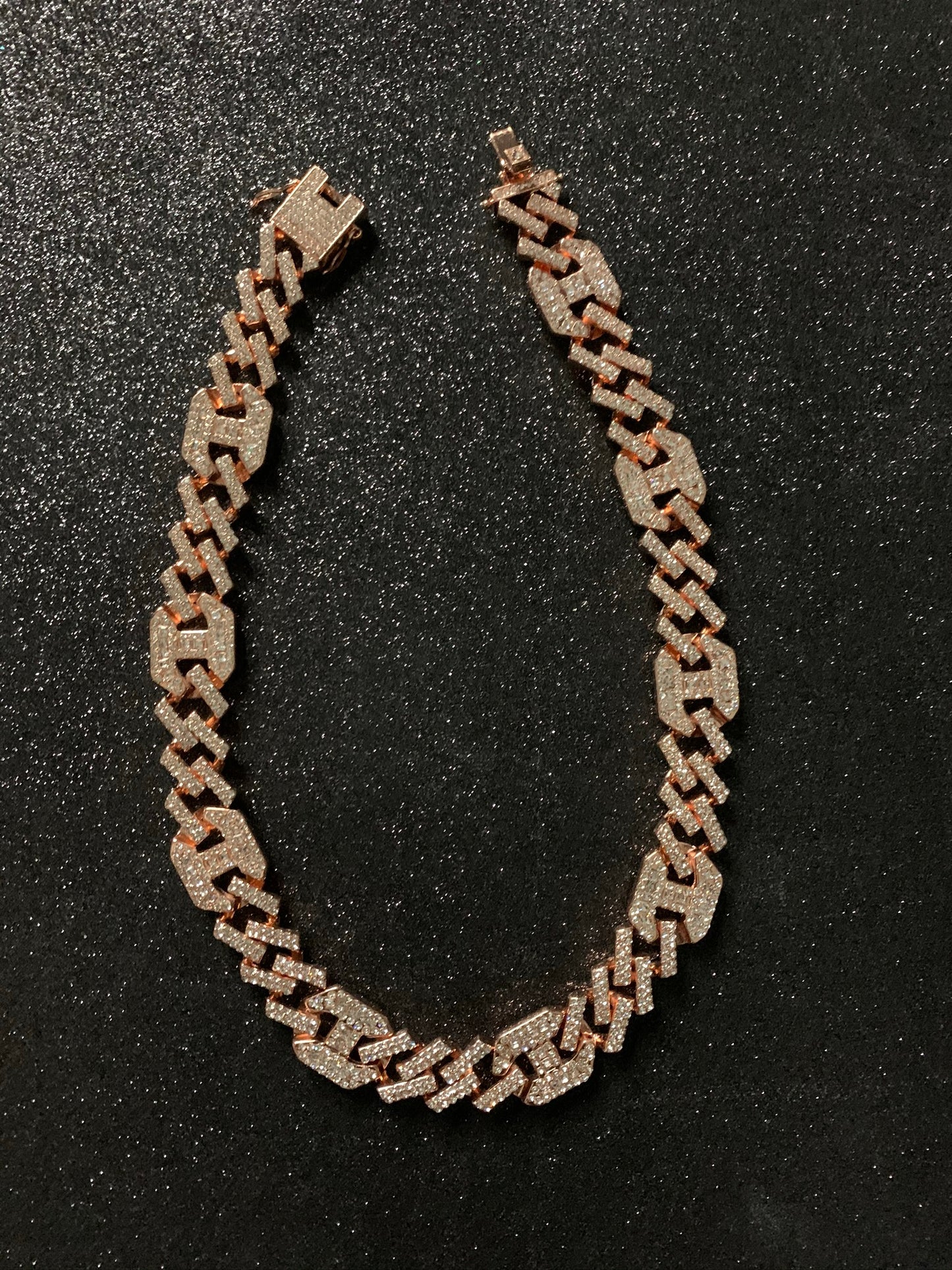 Cadena tejido Cuban link, oro rosa lamiando 18k, (4 micras) 45 cm