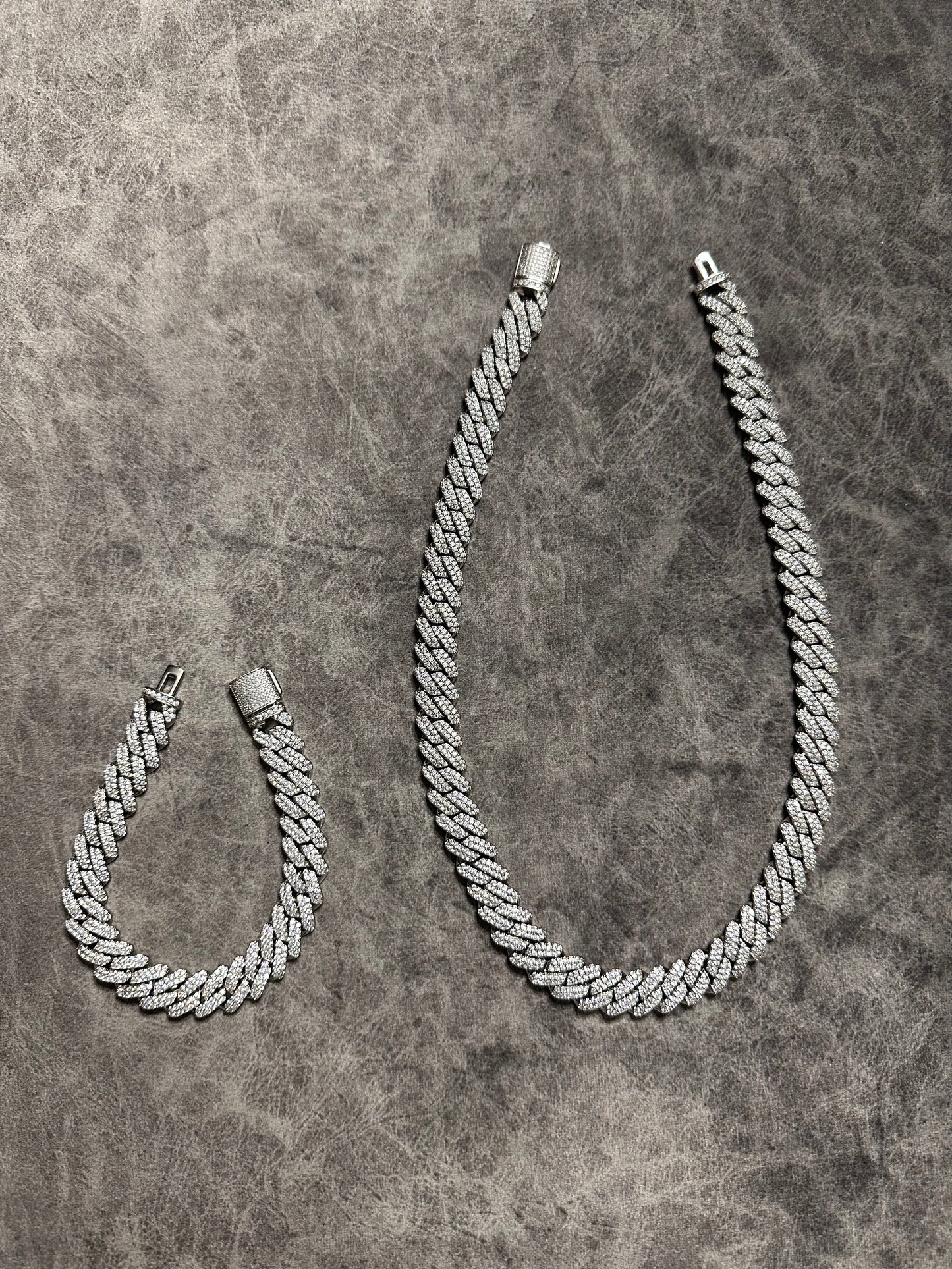 Conjunto con cadena y brazalete cuban 13mm