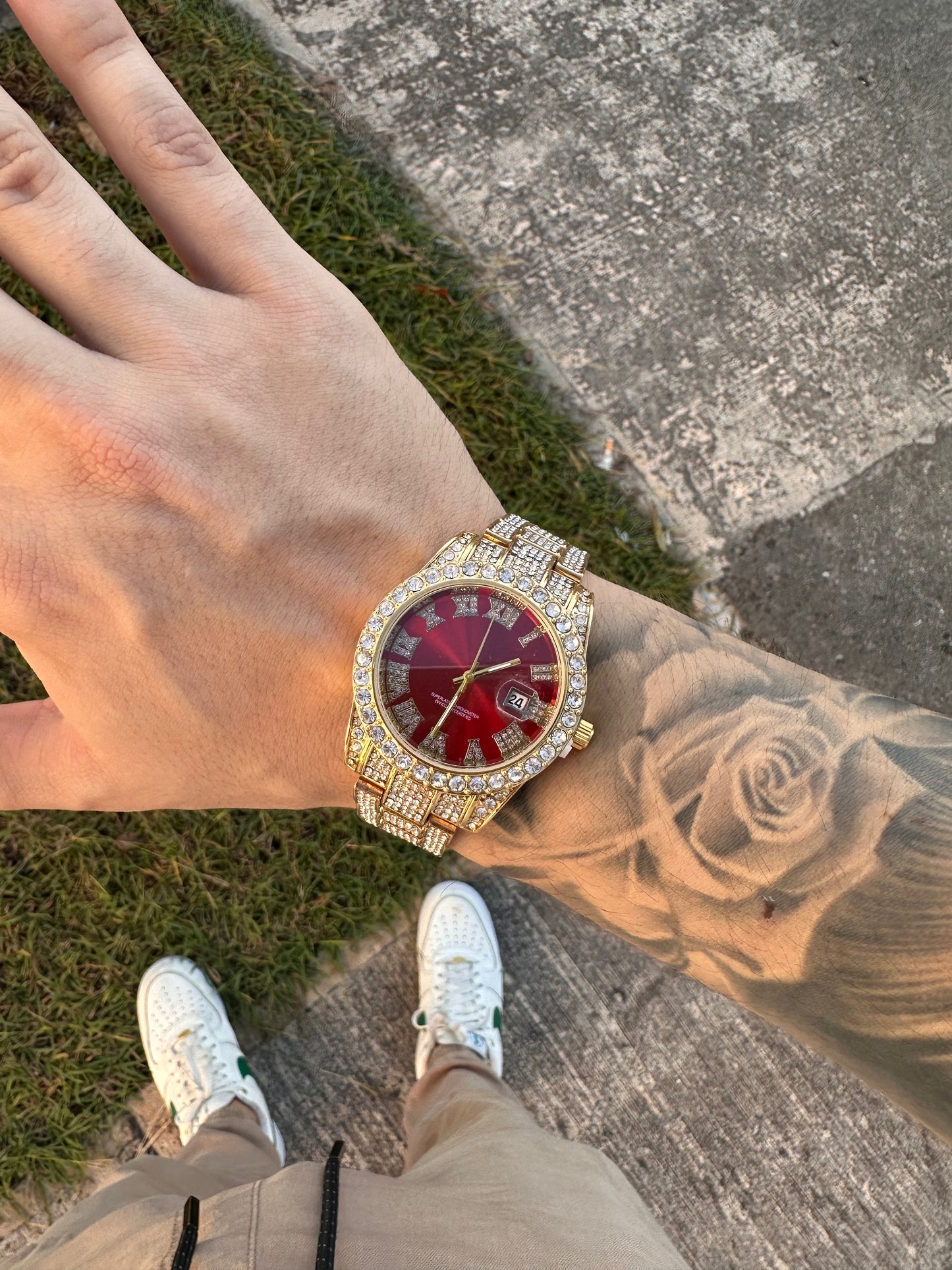 Reloj full ice swiss style red deep