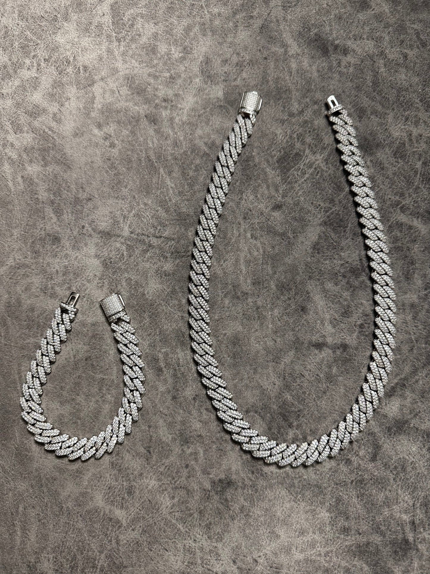 Conjunto con cadena y brazalete cuban 13mm