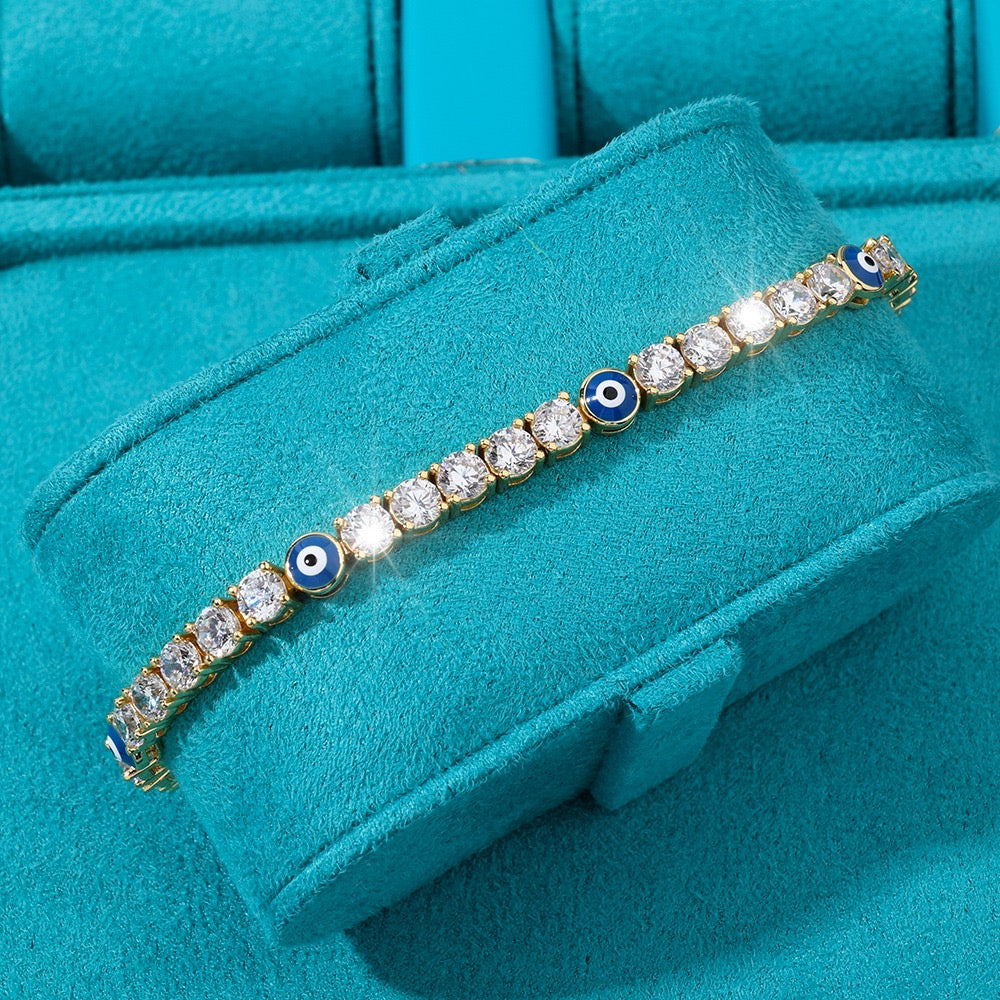 Brazalete de ojo turco tennis 4mm golden 2025