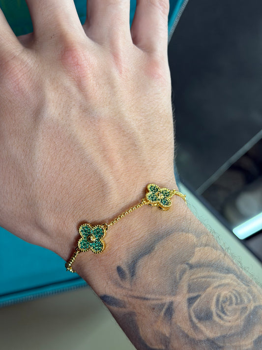 Brazalete VC. golden+green  full iced