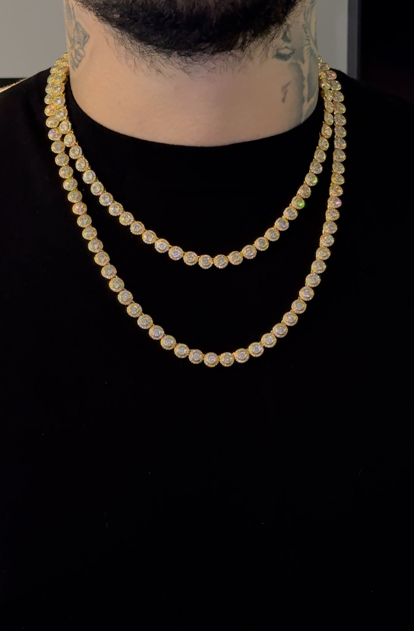 Cadena y brazalete circle tennis chain golden plated circonita cubica (CZ)