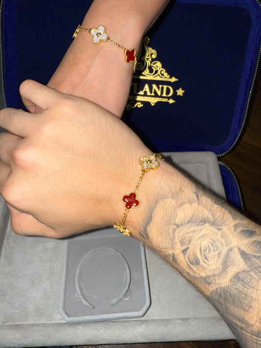 Combo de brazaletes VC. gold and red zircon CZ