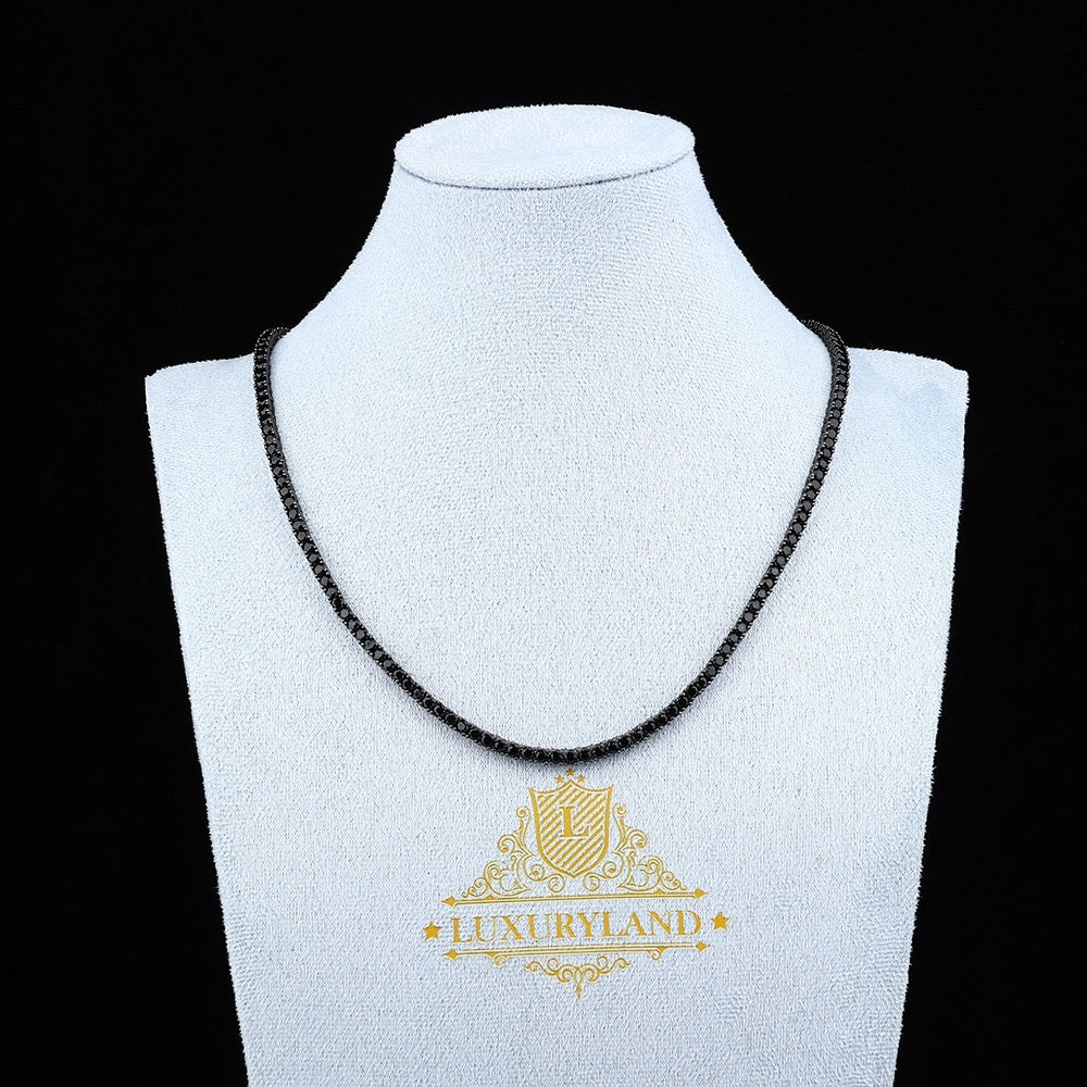 Black tennis chain negro 3 mm brillante che de caja whitegold plated 18k 2025