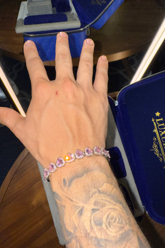 Brazalete rose hearts whitegold plated