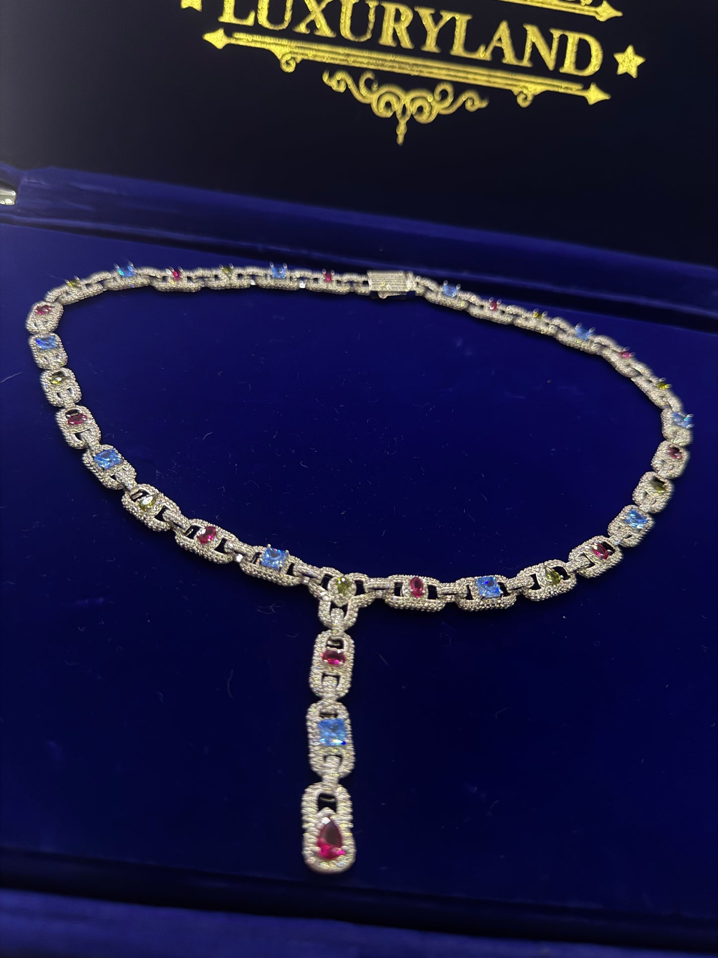 Cadena GANT multigemstone whitegold plated