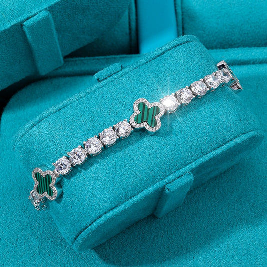 Brazalete VC. green full iced tennis 5 mm whitegold 18k 2025
