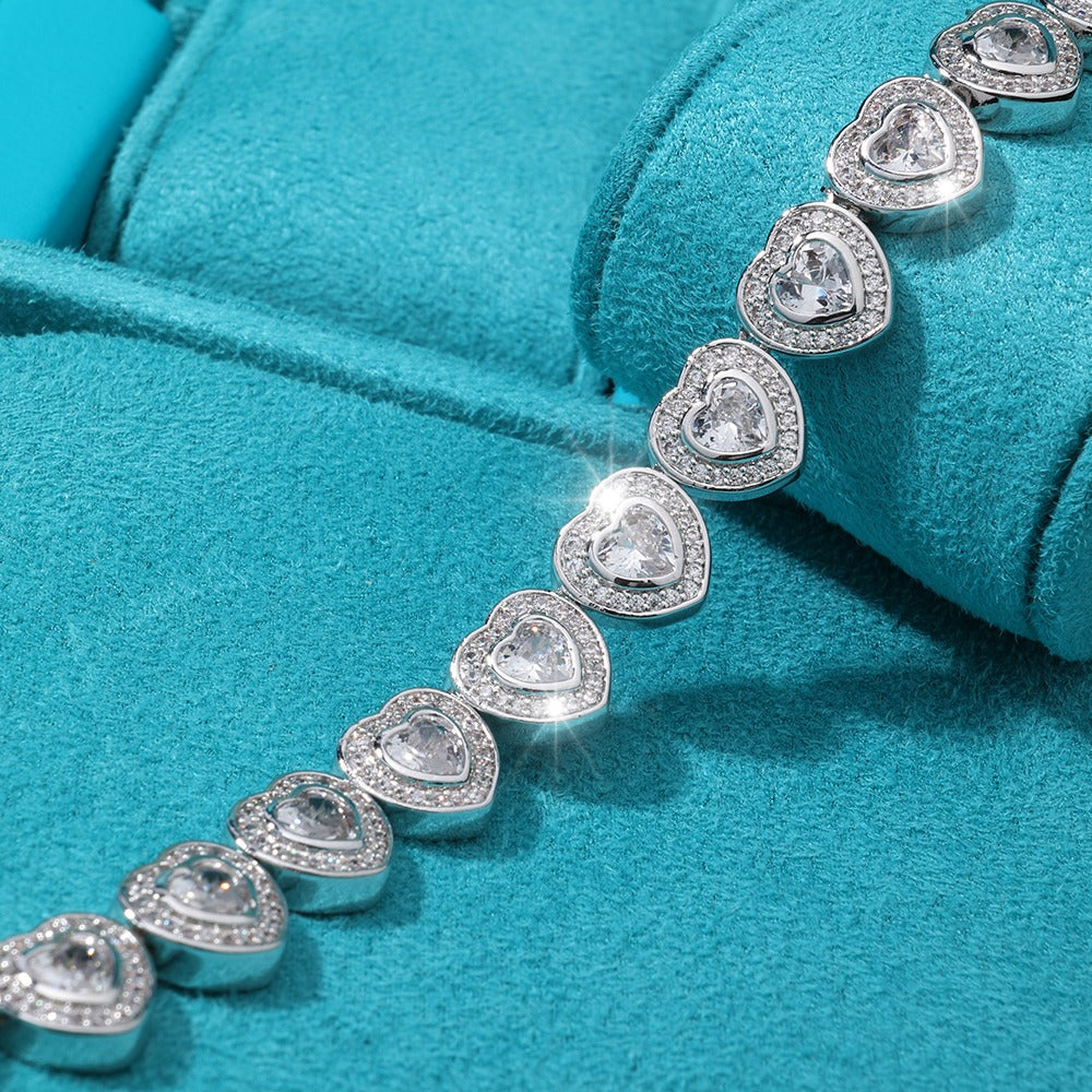 Brazalete de corazones  whitegold plated 18 k 2025