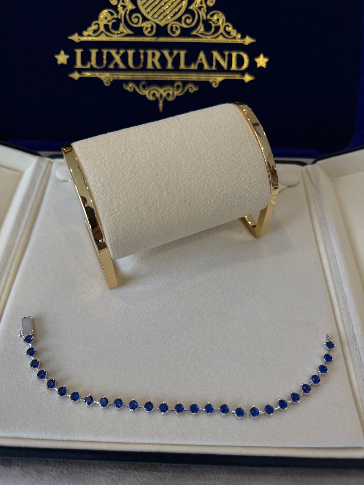 Brazalete gems NAVY blue x white gold