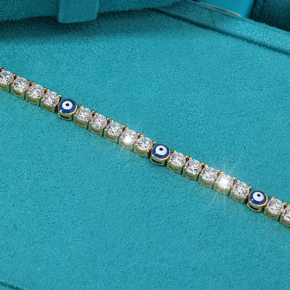 Brazalete de ojo turco tennis 4mm golden 2025