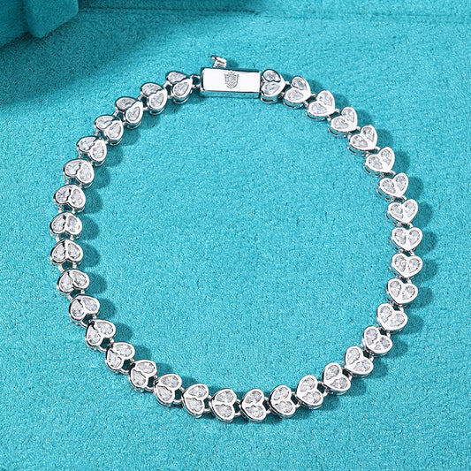Brazalete whitegold tennis hearts clasp 2025