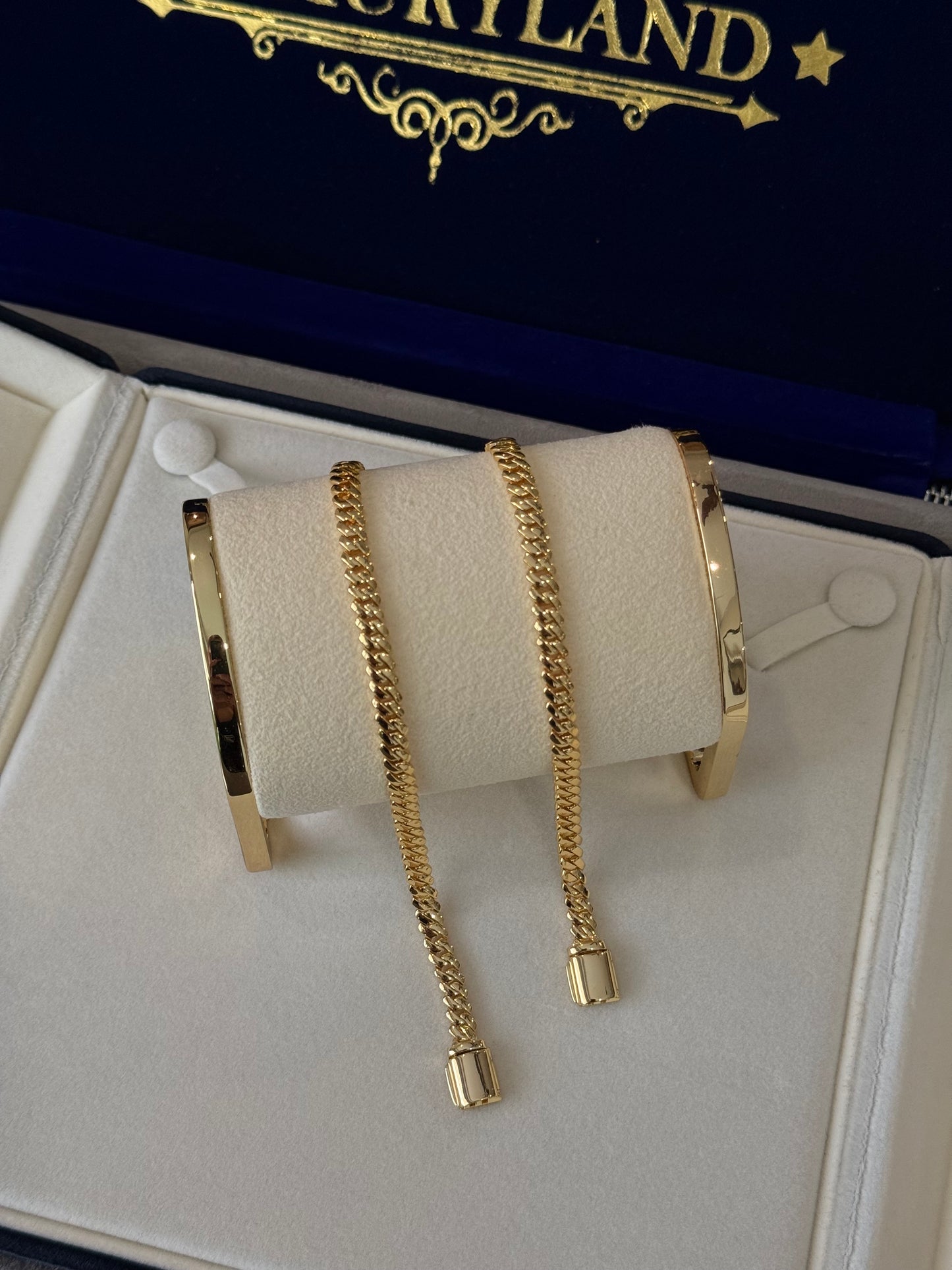 Combo de brazaletes cuban prong 6mm liso full golden