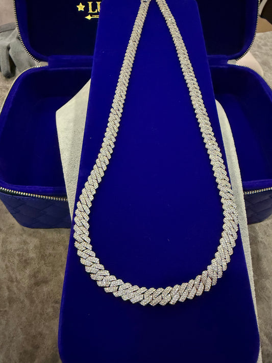 8 mm prong link whitegold chain cadena Fully iced out