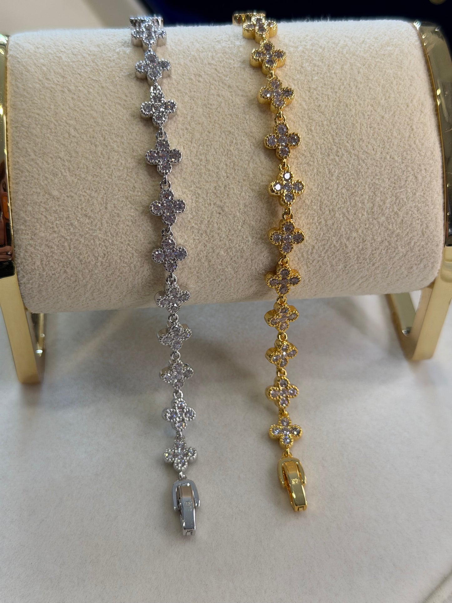 Combo de brazaletes VC mini full iced golden x whitegold