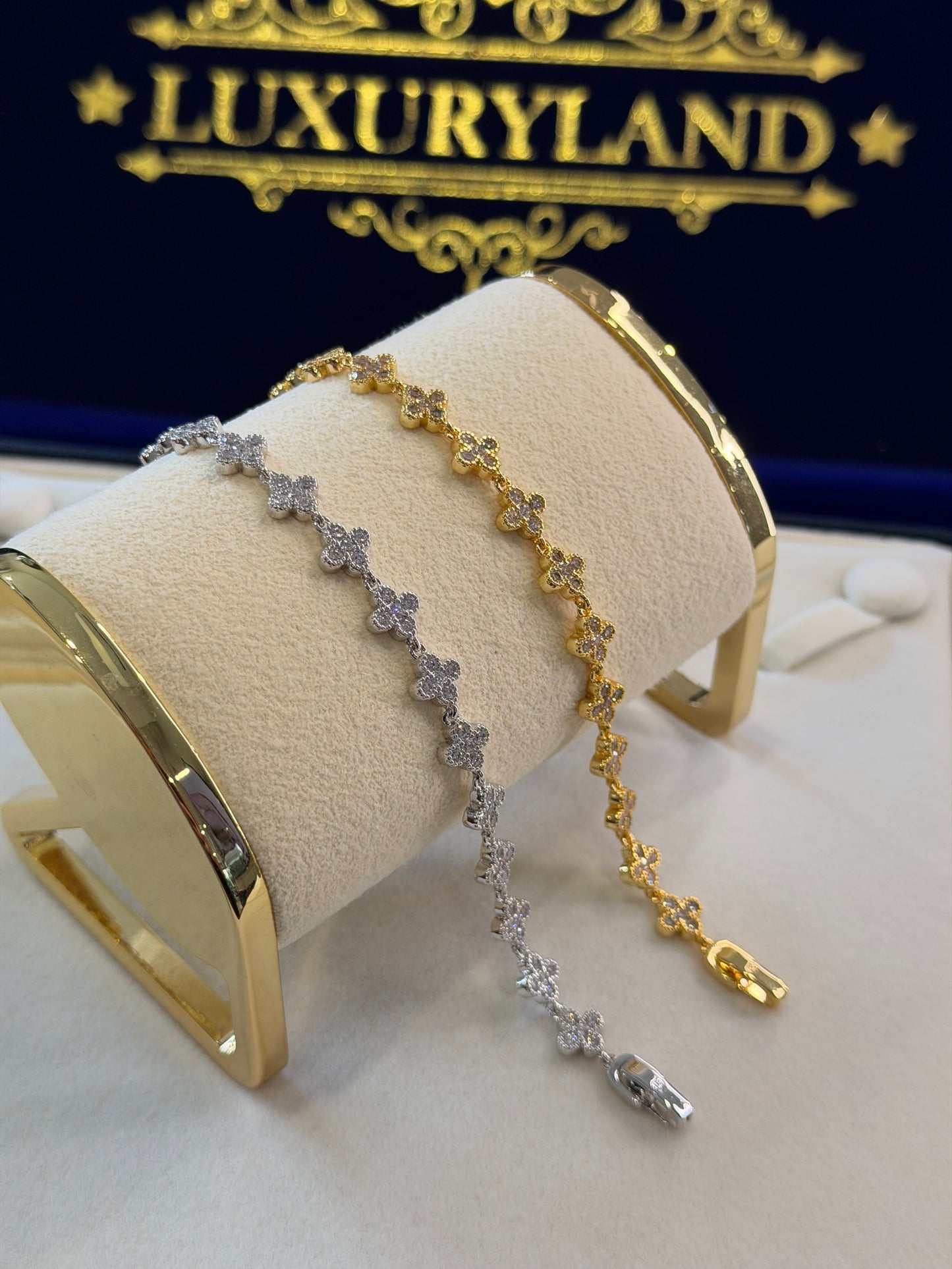 Combo de brazaletes VC mini full iced golden x whitegold