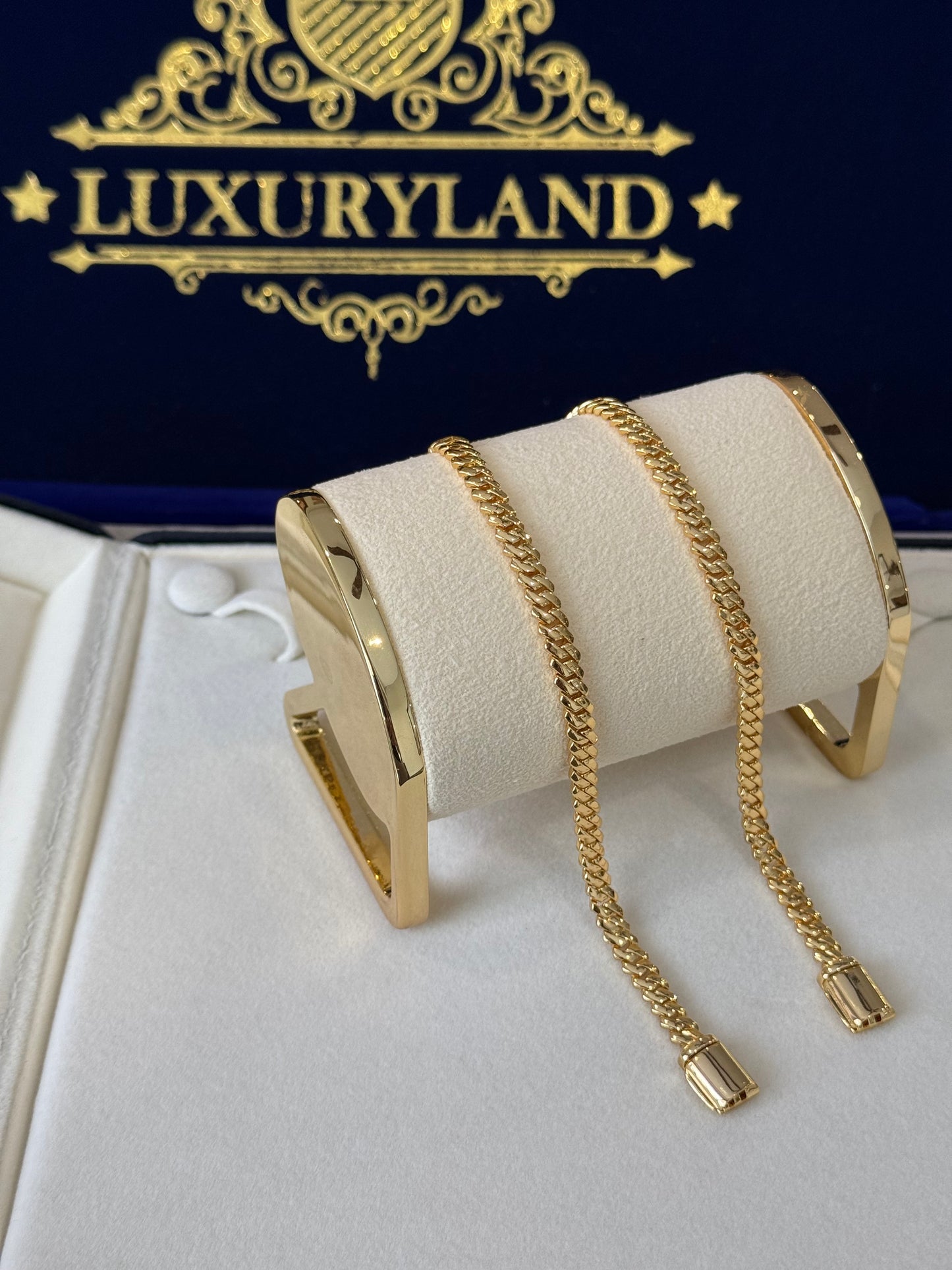 Combo de brazaletes cuban prong 6mm liso full golden