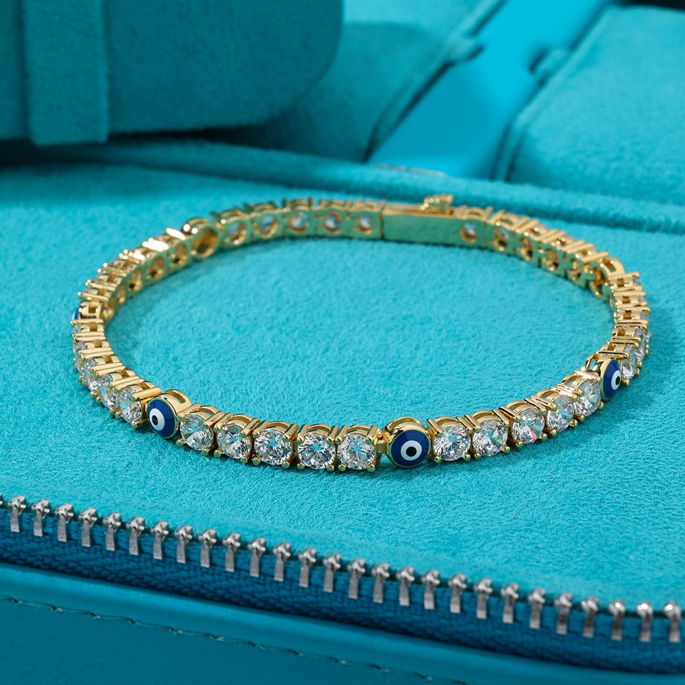 Brazalete de ojo turco tennis 4mm golden 2025
