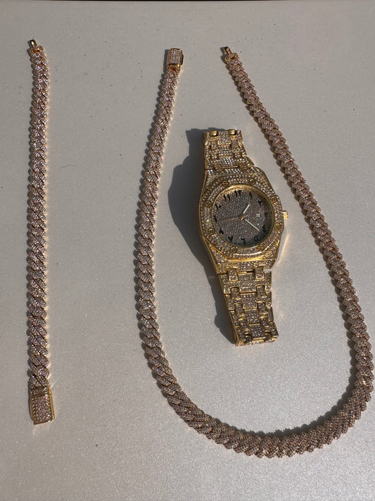 Conjunto Cadena, brazalete y reloj en promo