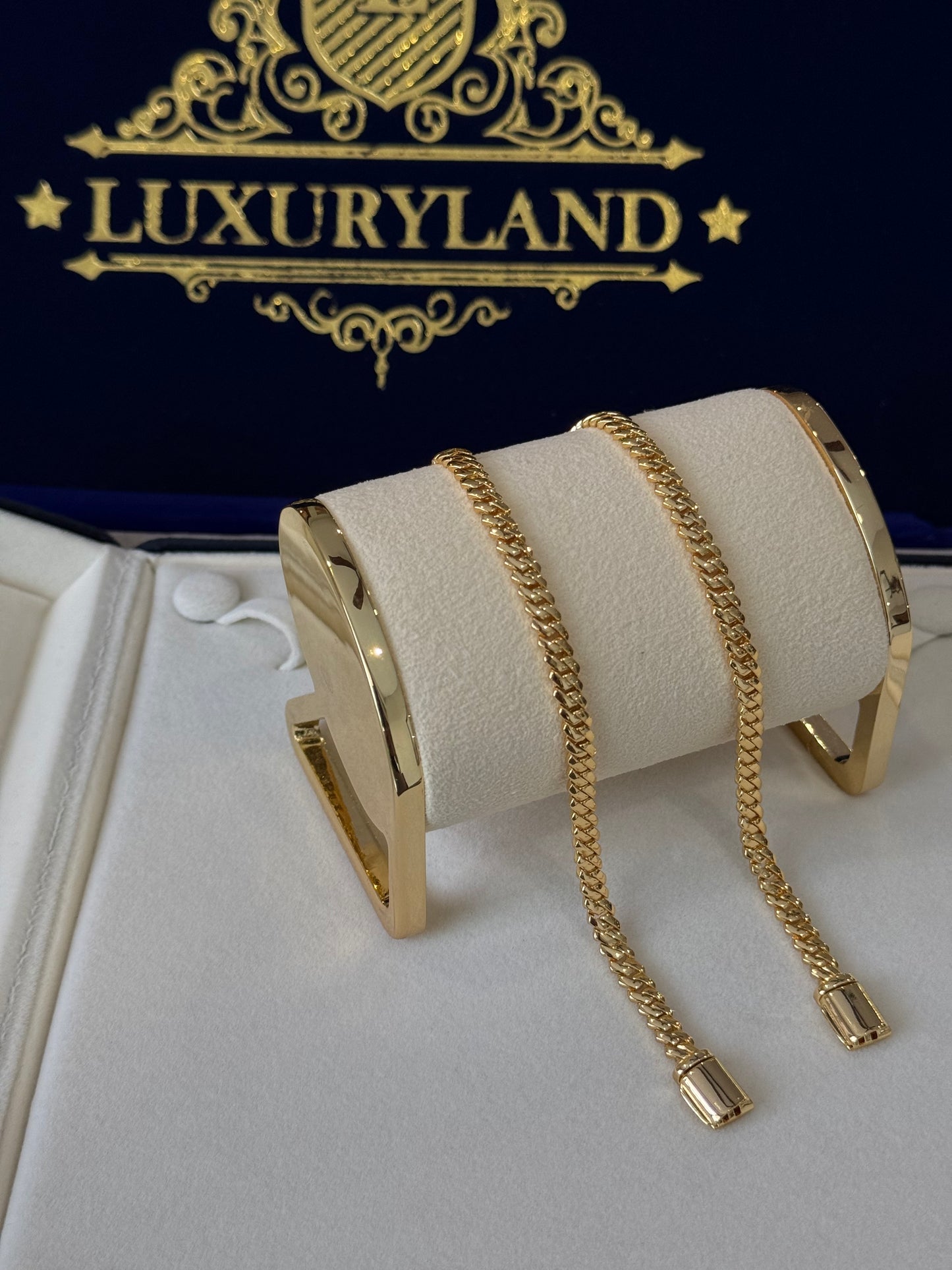 Combo de brazaletes cuban prong 6mm liso full golden