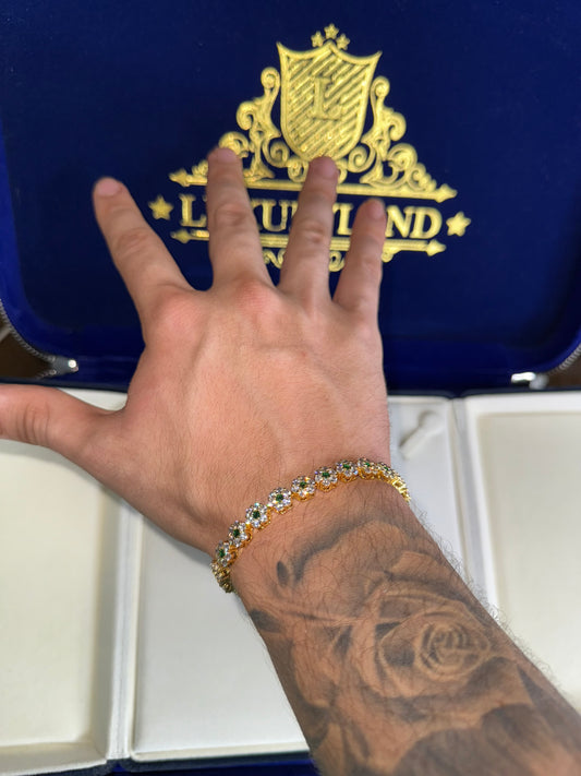 Brazalete octagon esmerald golden plated