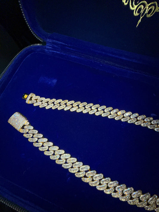 Cadena baguette cuban  18 mm laminado en oro  18k 22 micras