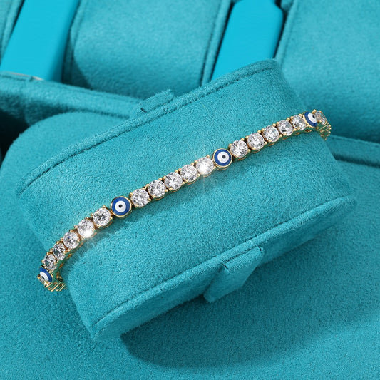 Brazalete de ojo turco tennis 4mm golden