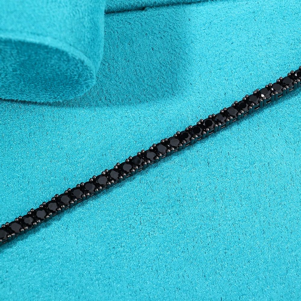 Black tennis chain negro 3 mm brillante che de caja whitegold plated 18k 2025