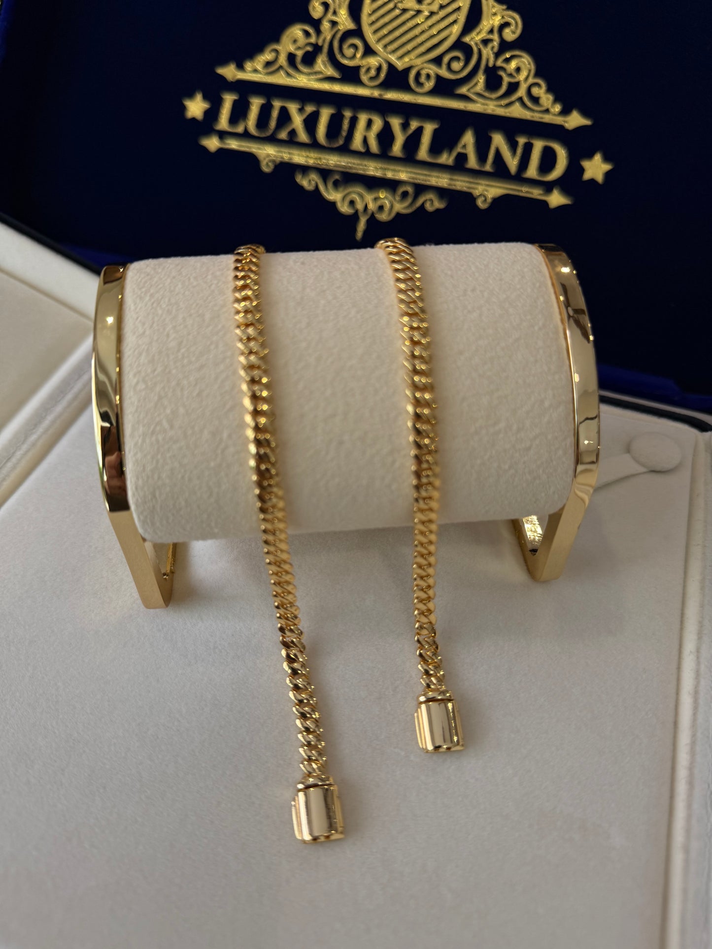 Combo de brazaletes cuban prong 6mm liso full golden