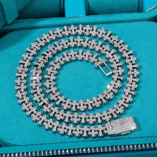Cadena de cruces full iced whitegold plated 18k 2025