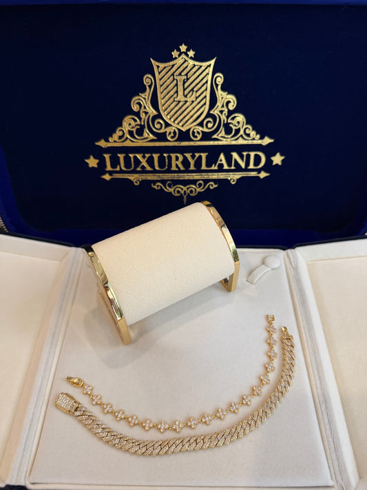 Combo de brazalete cuban link 8mm y brazalete mini VC full iced