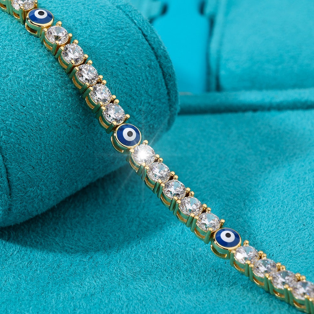 Brazalete de ojo turco tennis 4mm golden 2025