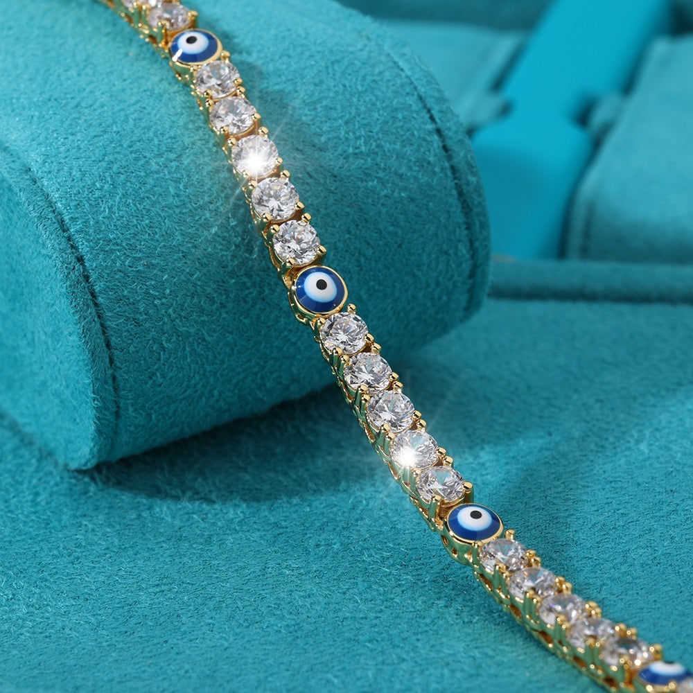 Brazalete de ojo turco tennis 4mm golden 2025