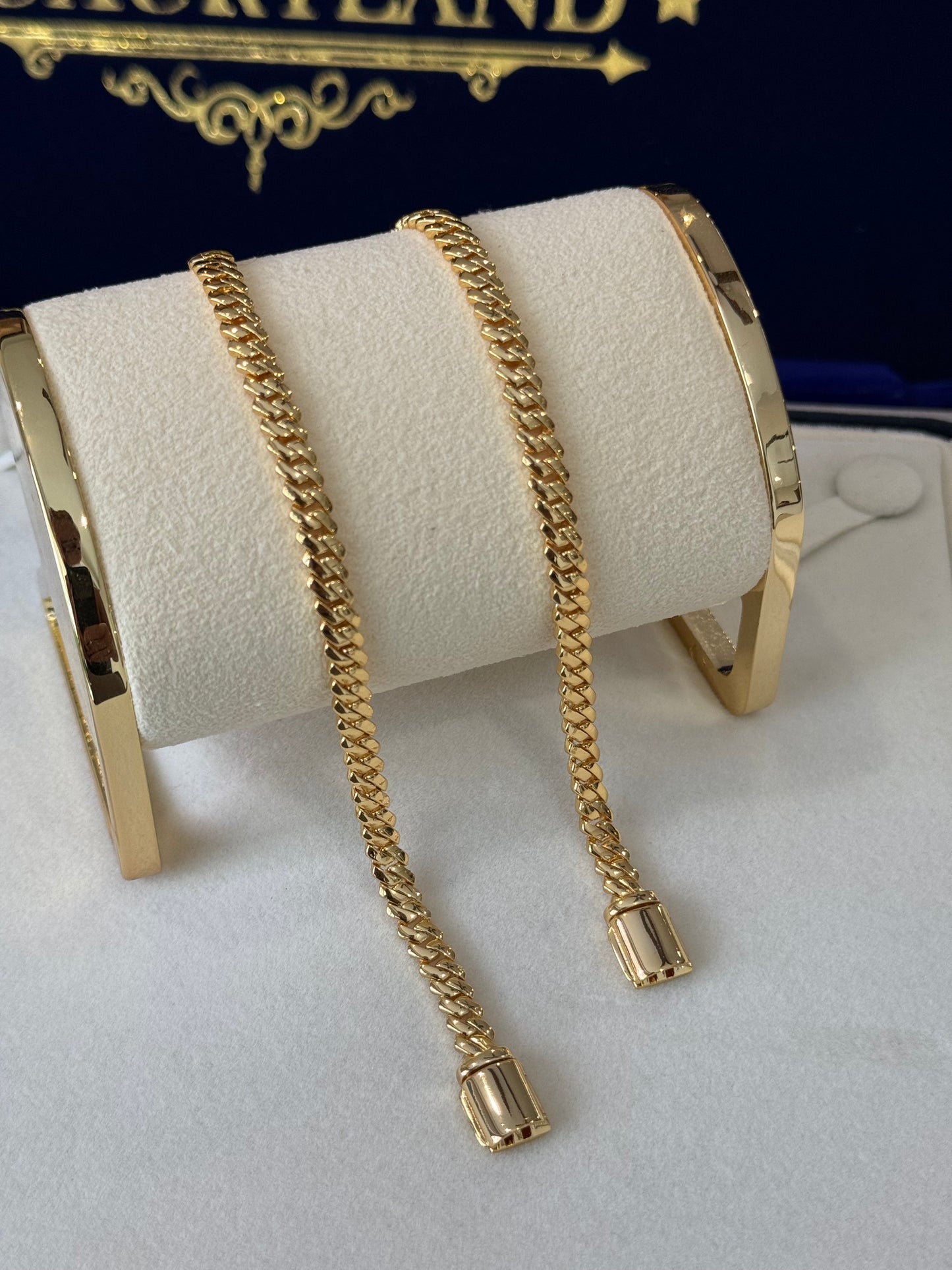 Combo de brazaletes cuban prong 6mm liso full golden