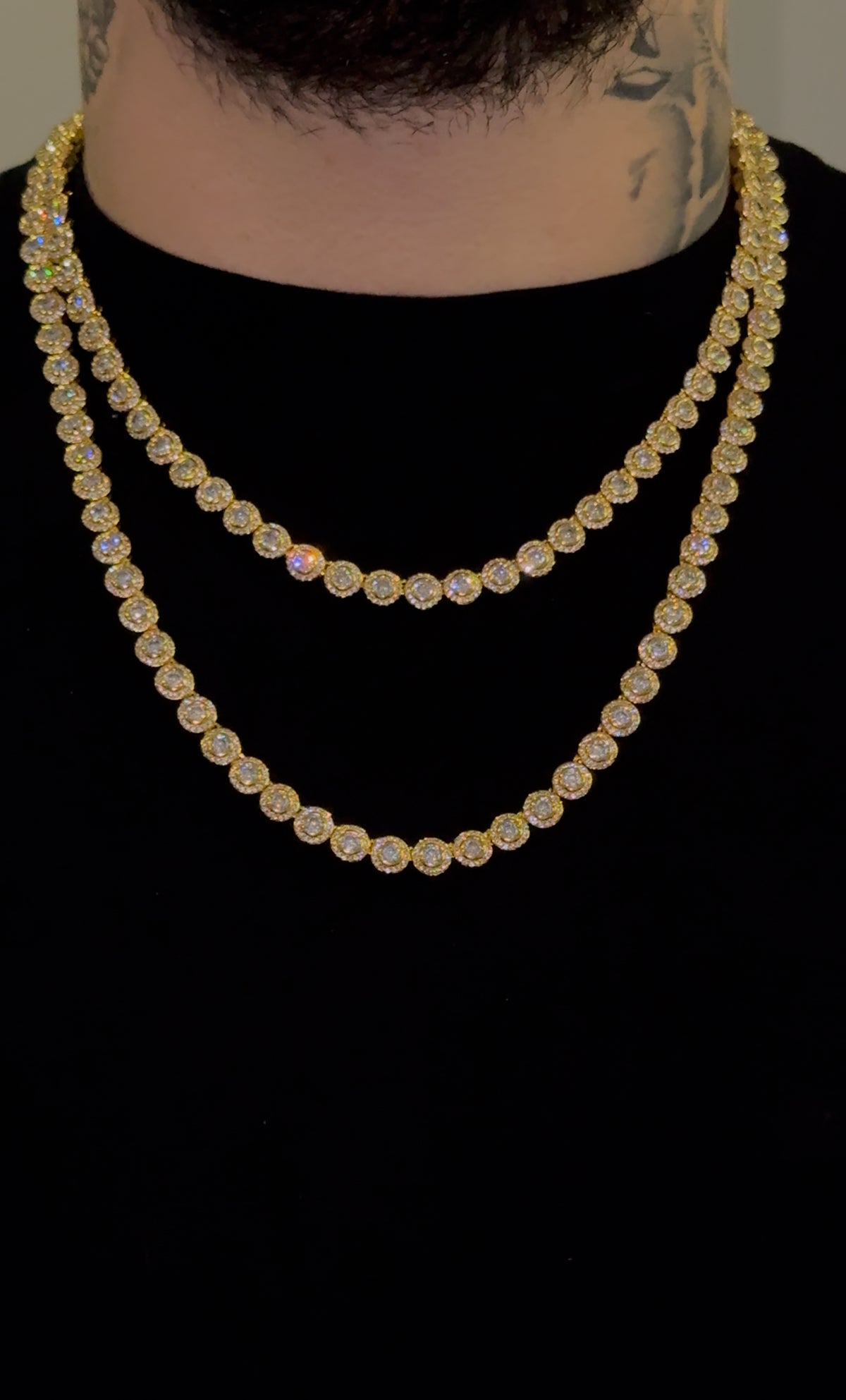 Cadena y brazalete circle tennis chain golden plated circonita cubica (CZ)