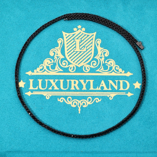 Black tennis chain negro 3 mm brillante che de caja whitegold plated 18k 2025