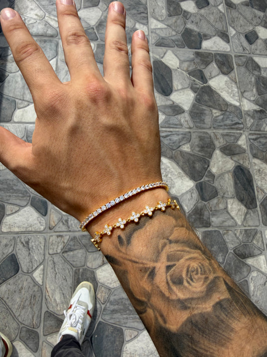 Combo de brazaletes en dúo mini VC y Tennis 3. Mm Gold