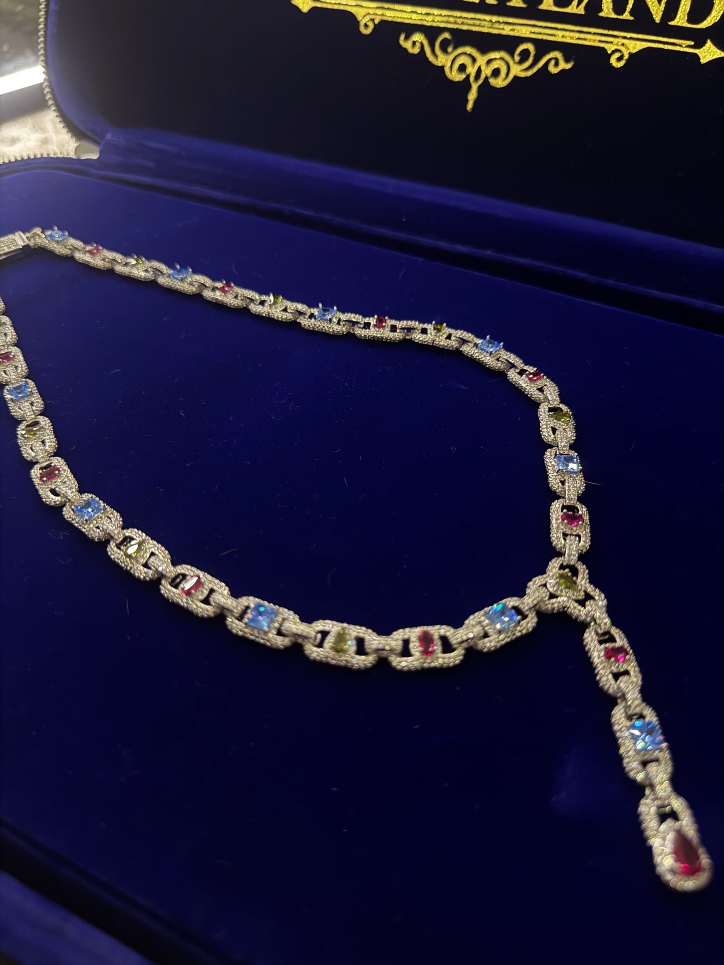 Cadena GANT multigemstone whitegold plated