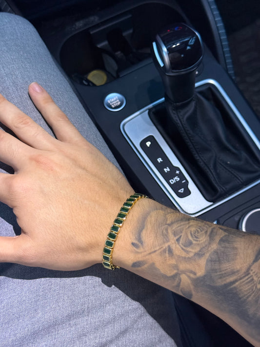 Brazalete tennis gems rectangle esmeralda