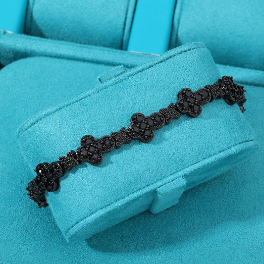 Brazalete cross link black plated large box clasp 2025
